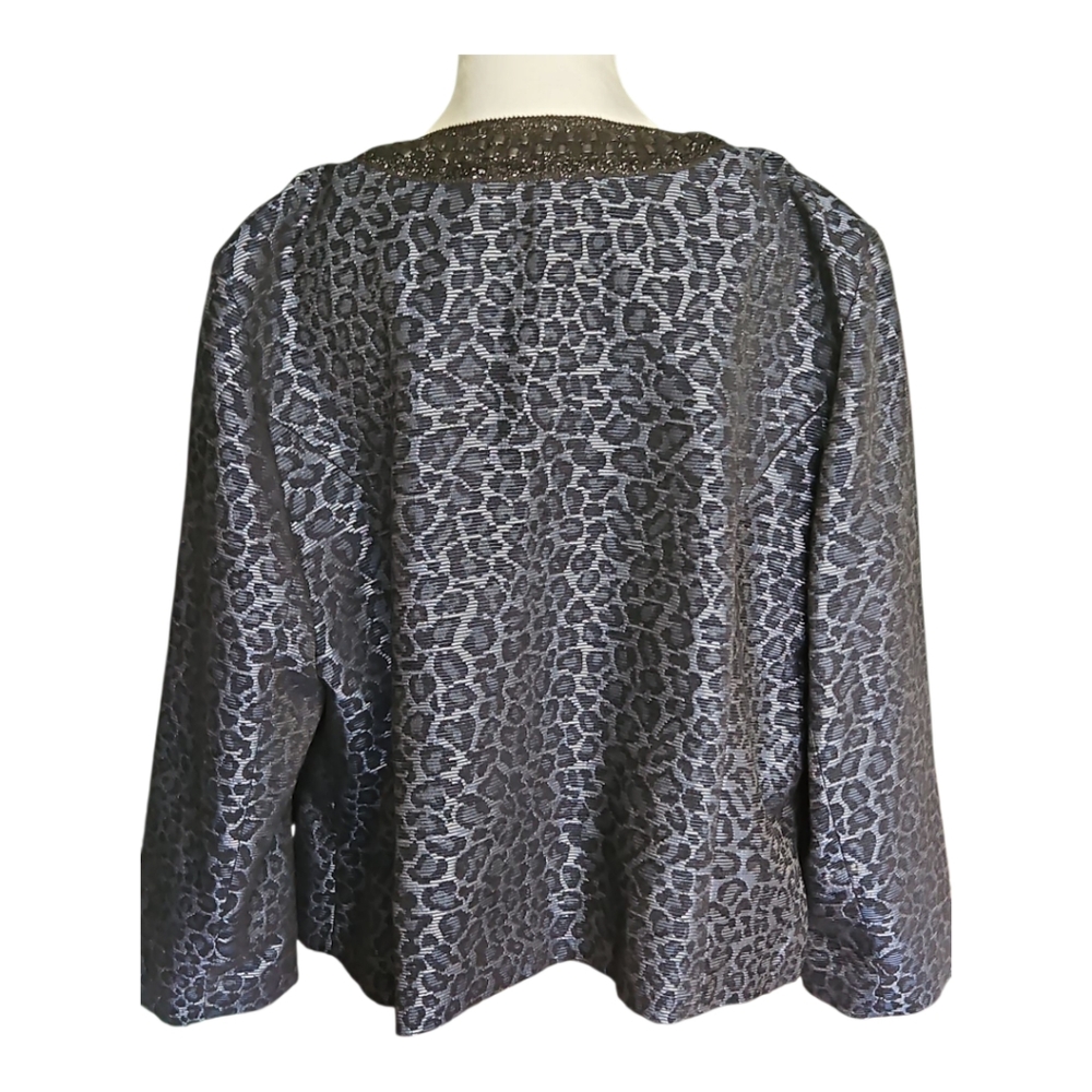 Chico's Animal Print Occasion Jacket with Beaded Trim - Picture 3 of 6